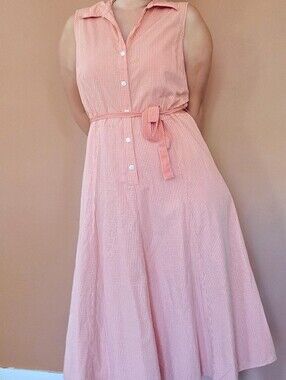 Vintage Orange Gingham Button Down Dress by Liz & Co. / Early 2000s / Creamsicle